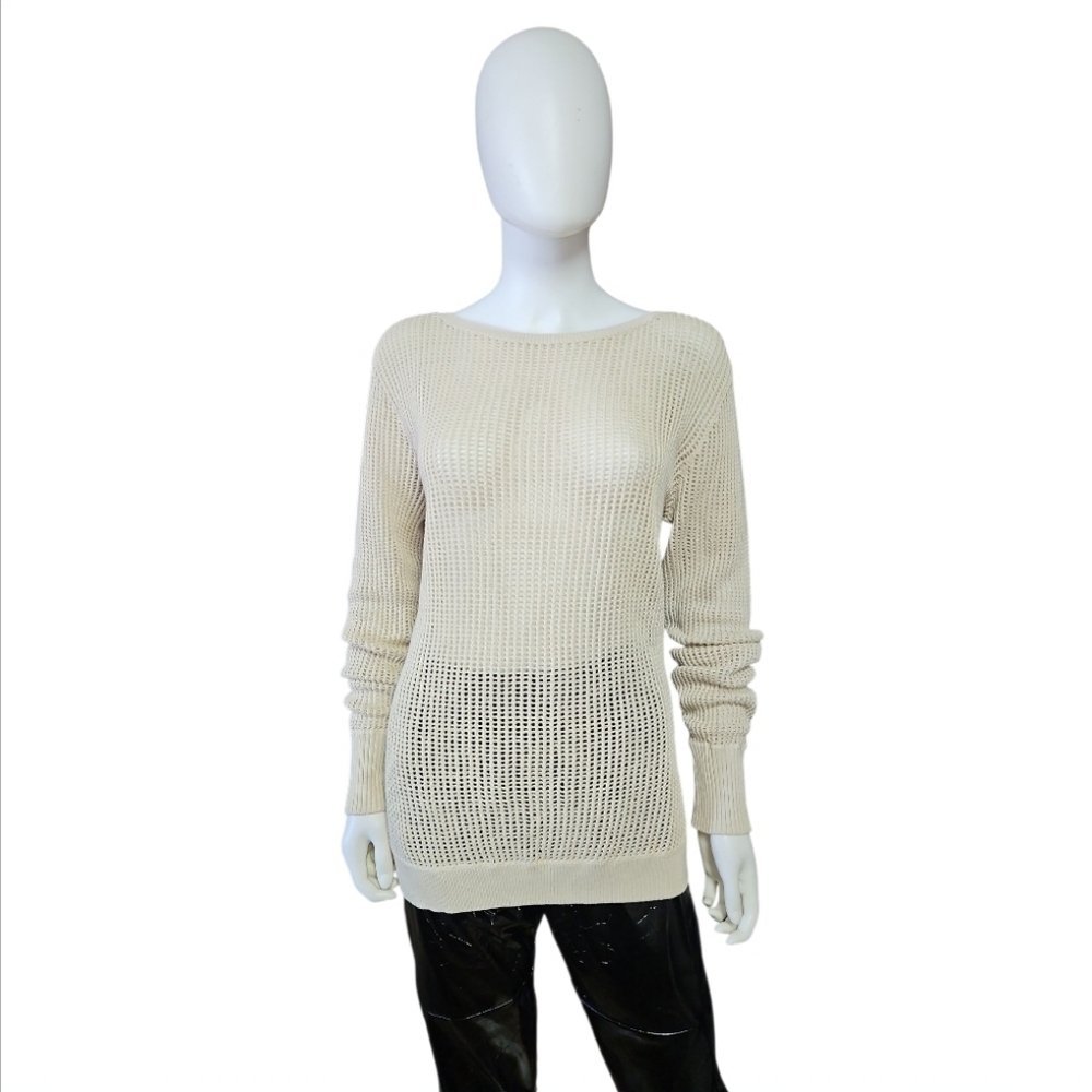 PAUL & JOE | Beige Open Knit Pullover Sweater in Size Large